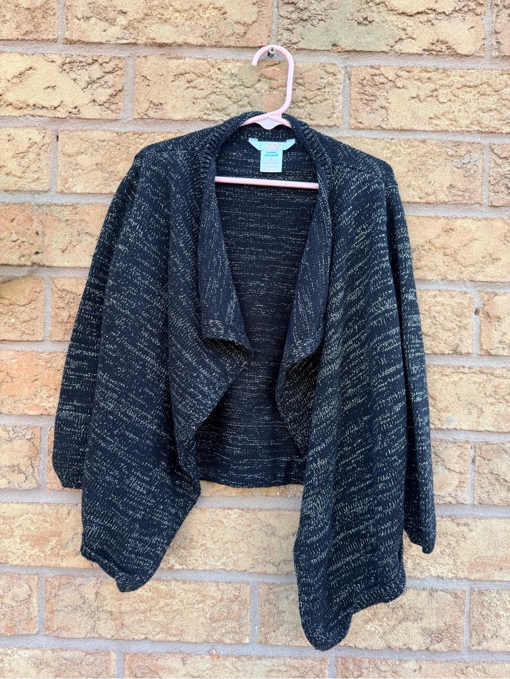 🌿4/$25 • Joe Fresh Black Marled Open-Front Draped Cardigan